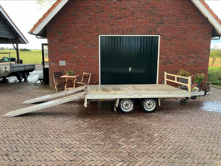 Aluminium aanhanger met rijplaten 3500kg, Auto diversen, Aanhangers en Bagagewagens, Zo goed als nieuw, Ophalen