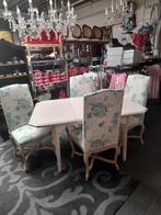 Mooie eethoek met 6 stoelen opnieuw gestoffeerd, Antiek en Kunst, Ophalen