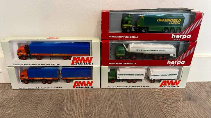 Herpa en AMW Automodelle 5 x Mercedes-Benz vrachtwagen, Hobby en Vrije tijd, Modelauto's | 1:87, Ophalen of Verzenden