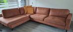 Cognac suede leren hoekbank, Huis en Inrichting, Ophalen, Zo goed als nieuw, Leer