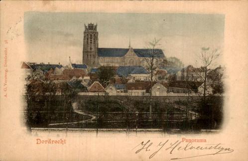 Dordrecht Park en Kerk, Verzamelen, Ansichtkaarten | Nederland, Gelopen, Zuid-Holland, Voor 1920, Ophalen of Verzenden