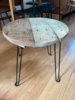 Bijzet / salon tafel industriele hout look, 45 tot 60 cm, Minder dan 55 cm, Rond, Ophalen of Verzenden