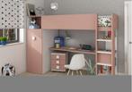 Jules hoogslaper plus met bureau en kast - 90x200 - Oudroze, Niet ingevuld, Niet ingevuld, Niet ingevuld