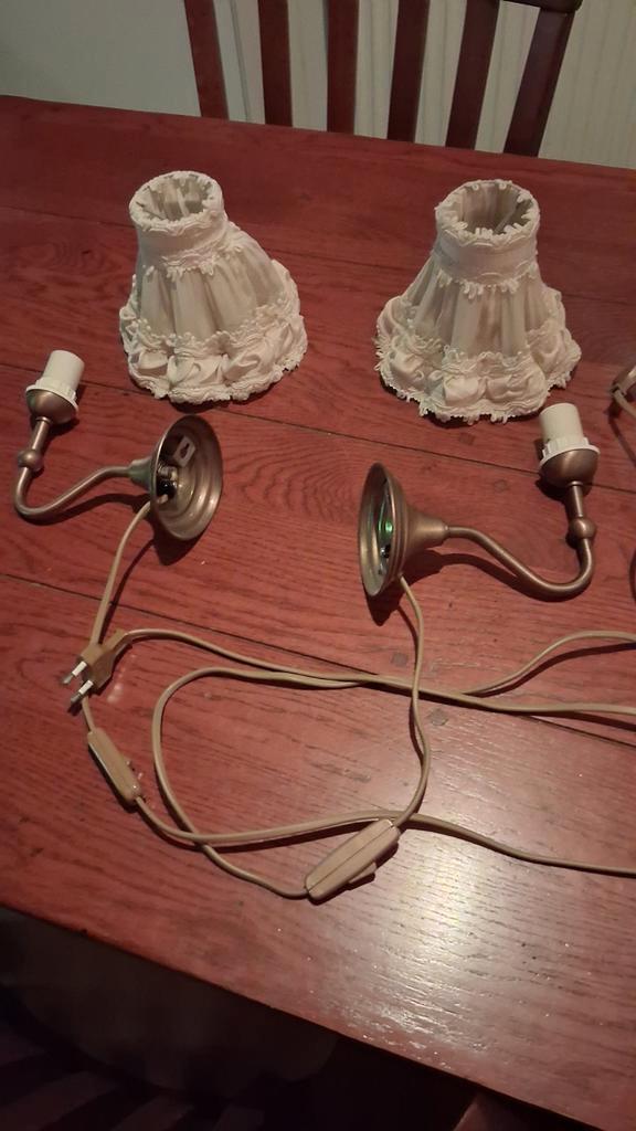 Vintage Wandlampen Set, Huis en Inrichting, Lampen | Wandlampen, Gebruikt, Metaal, Stof, Ophalen