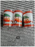 3 kinderbekers vos in auto met kerstboom, Diversen, Kerst, Onbekend, Ophalen of Verzenden, Zo goed als nieuw, Losse verkoop