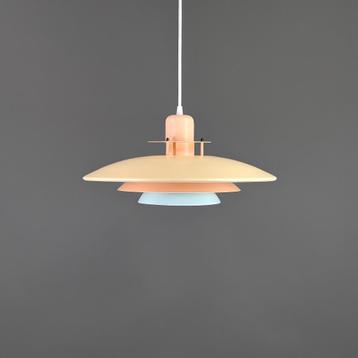 Deense Hanglamp met Oranje, Gele en Blauwe Tinten beschikbaar voor biedingen