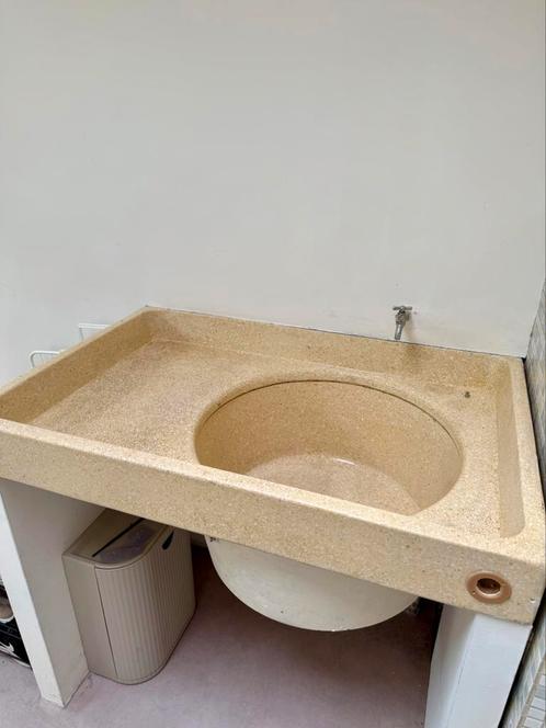 Traditionele grote wasbak/ gootsteen/ spoelbak, Doe-het-zelf en Verbouw, Sanitair, Gebruikt, Wastafel, Steen, Ophalen