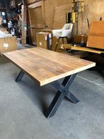Massief Mango Houten Tafel met Stalen X-poten., Huis en Inrichting, Tafels | Eettafels, Ophalen, 100 tot 150 cm, Vijf personen of meer