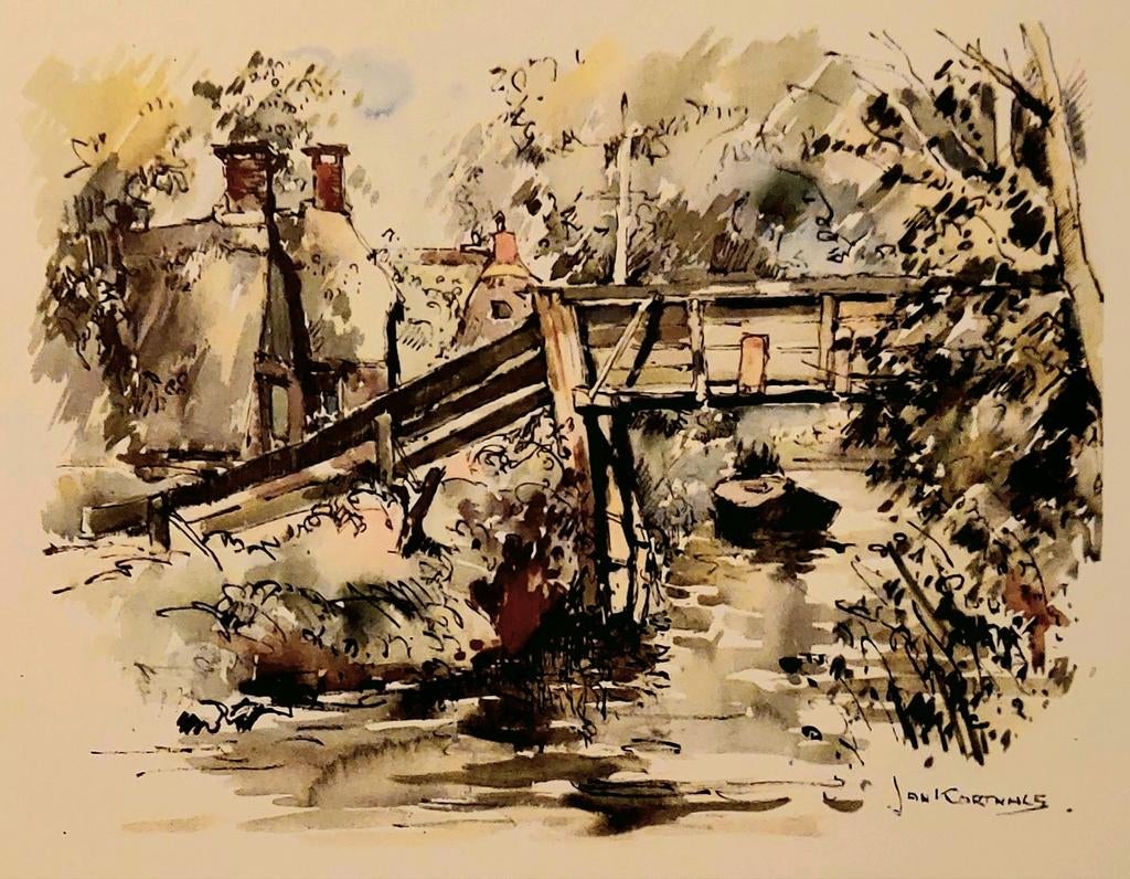 Jan Korthals ... Schilderachtig Giethoorn  ..., Antiek en Kunst, Kunst | Tekeningen en Foto's, Ophalen of Verzenden