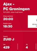 Ajax - Groningen. Vak 29 NAAST ELKAAR, Tickets en Kaartjes