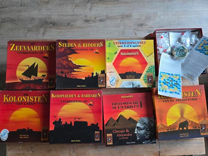 Kolonisten van Catan - grote verzameling - houten versie!, Hobby en Vrije tijd, Gezelschapsspellen | Bordspellen, Gebruikt, Drie of vier spelers