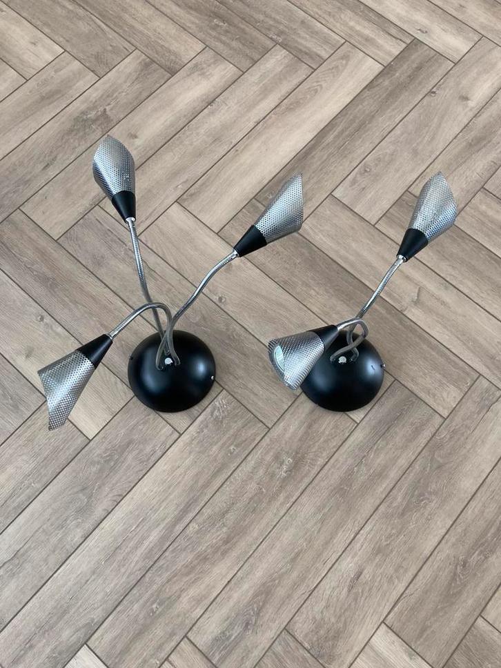DESIGN 2 en 3 spots lampen (metaal / zwart), Huis en Inrichting, Lampen | Wandlampen, Gebruikt, Metaal, Ophalen of Verzenden