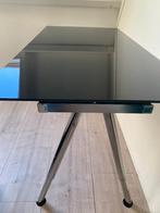 Ikea bureau met zwart glazen bureaublad (160/80), Ophalen, In hoogte verstelbaar, Gebruikt, Bureau