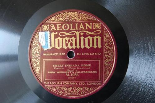 Rudy Wiedoeft's Californians Sweet indiana home 78 toeren, Cd's en Dvd's, Vinyl | Jazz en Blues, Gebruikt, Jazz, Voor 1940, 10 inch