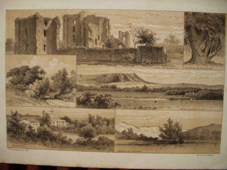 37 / Brederode / Overveen / Meerenberg / Litho 1876, Antiek en Kunst, Kunst | Litho's en Zeefdrukken, Ophalen of Verzenden