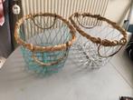 2 metalen draadmandjes met rieten rand, Ophalen, Overige materialen, Gebruikt, Mand