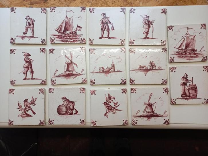 Authentieke Friese witjes - handgemaakt en handbeschilderd, Doe-het-zelf en Verbouw, Tegels, Gebruikt, Wandtegels, Keramiek, Minder dan 20 cm