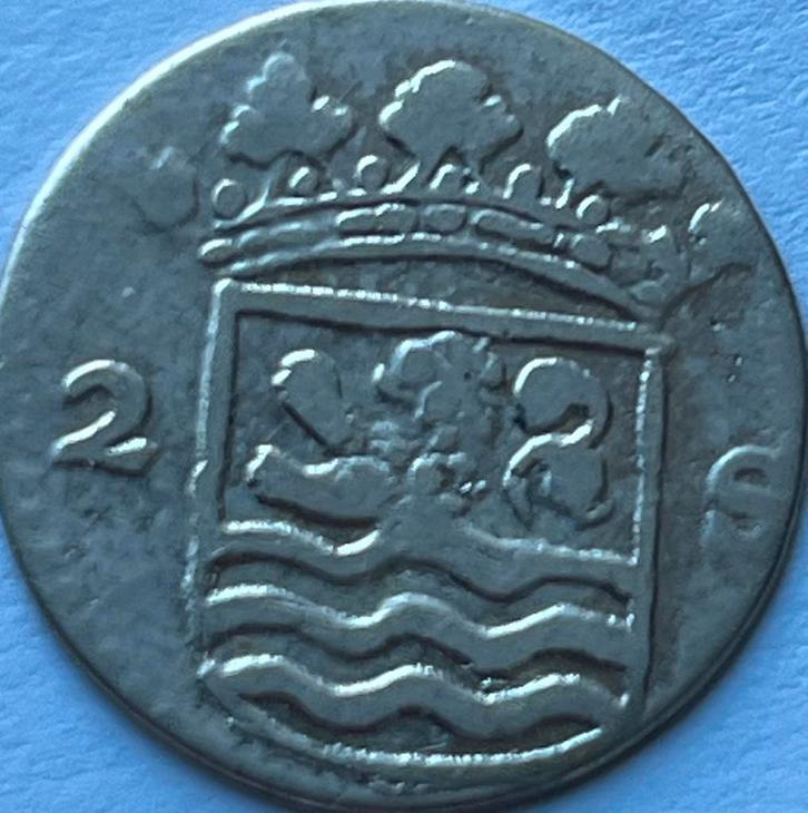Zeeuwse dubbele stuiver 1750, Postzegels en Munten, Munten | Nederland, Losse munt, Overige waardes, Vóór koninkrijk, Zilver, Ophalen of Verzenden