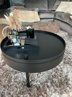 Ronde salontafel zwart, turning table. Essenhouten tafel., Huis en Inrichting, Tafels | Salontafels, Ophalen, 50 tot 100 cm, Rond