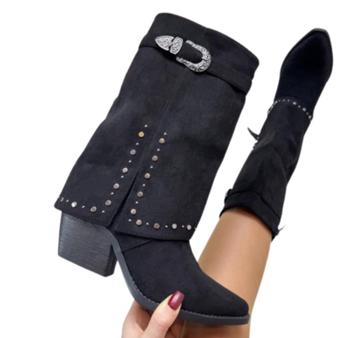 Suedine Cowboy Laars Studs Flap NIEUW beschikbaar voor biedingen