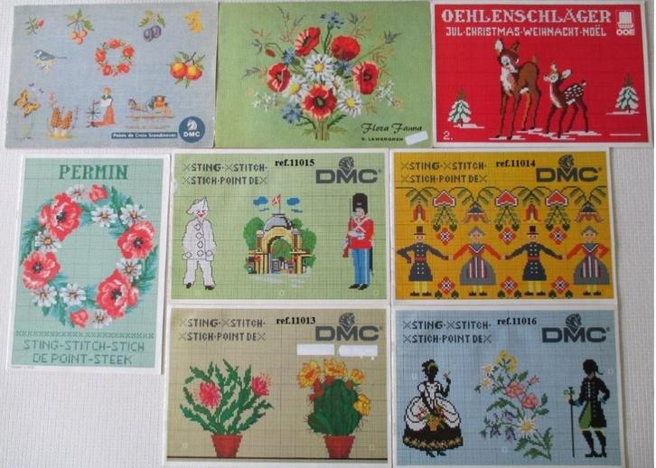 Boekjes,Borduren,Kruissteek,DMC,Bloemen,Flora,Oehlenslager, Hobby en Vrije tijd, Borduren en Borduurmachines, Zo goed als nieuw