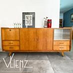 Vintage, midcentury dressoir, lowboard, kast met vitrine, Ophalen, Gebruikt, -, Glas