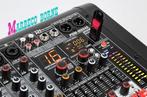 Mengpaneel, 6-Kanalen Studio Mixer met Versterker, PDM-M604A, Microfooningang, Info@marbeco.nl, 5 tot 10 kanalen, Power Dynamics