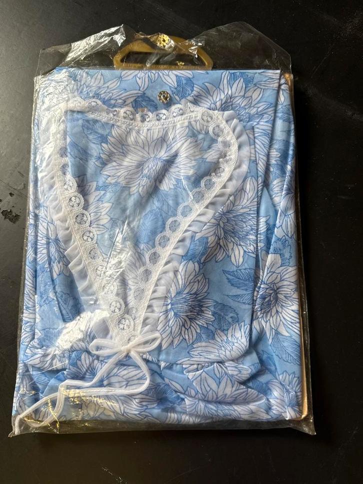 Vintage Nachtjapon - Nieuw in verpakking!, Kleding | Dames, Ondergoed en Lingerie, Nachtkleding, Blauw, Ophalen of Verzenden