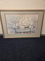 Schilderij met bloemen en hoed, Ophalen of Verzenden