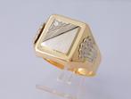Zware 18 karaat Gouden Herenring met Diamant, Jw, 20 of groter, Verzenden, Heer