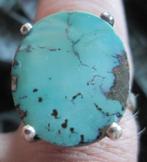 Turkoois %100 Perzisch groot zilver 925 ring, Ophalen, Blauw, Zo goed als nieuw, 17 tot 18