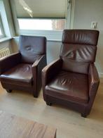 Twee lederen fauteuils, Huis en Inrichting, Ophalen, Gebruikt, Leer, 75 tot 100 cm