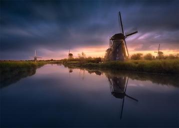 Molen fotobehang XL, Kinderdijk, VLIES, 360x270 beschikbaar voor biedingen