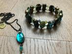 Set Armband, Ketting en Oorbellen | blauw groen stenen, Overige materialen, Blauw, Nieuw, Ophalen of Verzenden