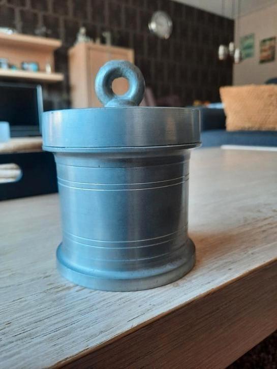 tinnen boterbus of gortbus met wapen Rotterdam?, Antiek en Kunst, Antiek | Tin, Ophalen of Verzenden