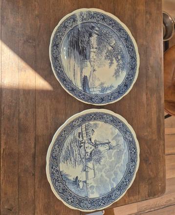 Delfts Blauw Borden uit circa 1930 Boch Belgium - Set van 2 beschikbaar voor biedingen