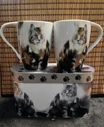 2 mokken met kat afbeelding in geschenkdoos, Nieuw, Ophalen of Verzenden, Overige stijlen, Kop(pen) en/of Schotel(s)