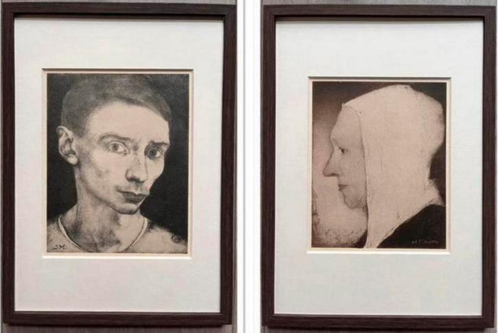 Jan Mankes 1889-1920 / Zelfportret Jan Mankes en zijn Moeder, Antiek en Kunst, Kunst | Etsen en Gravures, Ophalen of Verzenden