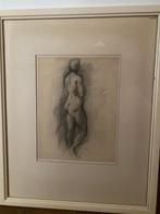 Naakt houtskool schets, Antiek en Kunst, Kunst | Tekeningen en Foto's, Ophalen of Verzenden