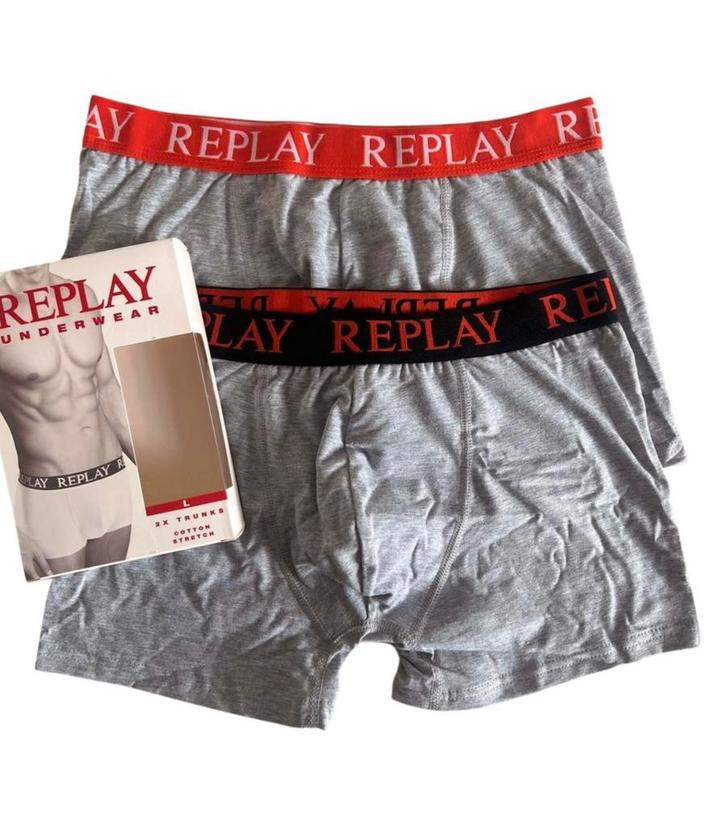 Replay Heren Boxers – 2 stuks (Maat L), Kleding | Heren, Ondergoed, Boxer, Grijs, Ophalen of Verzenden