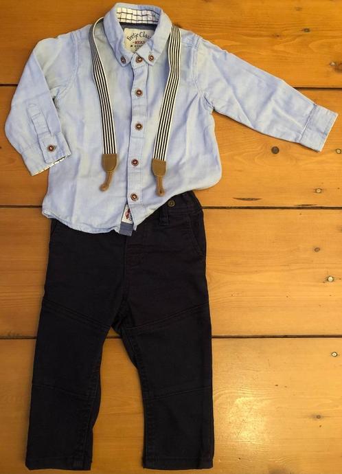 Kledingsetje (jongen) - broek bretels overhemd - maat 74, Kinderen en Baby's, Babykleding | Maat 74, Gebruikt, Jongetje, Setje