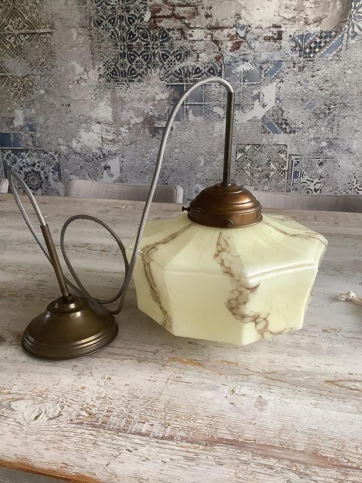Vintage hanglamp, Huis en Inrichting, Lampen | Hanglampen, Minder dan 50 cm, Glas, Ophalen of Verzenden
