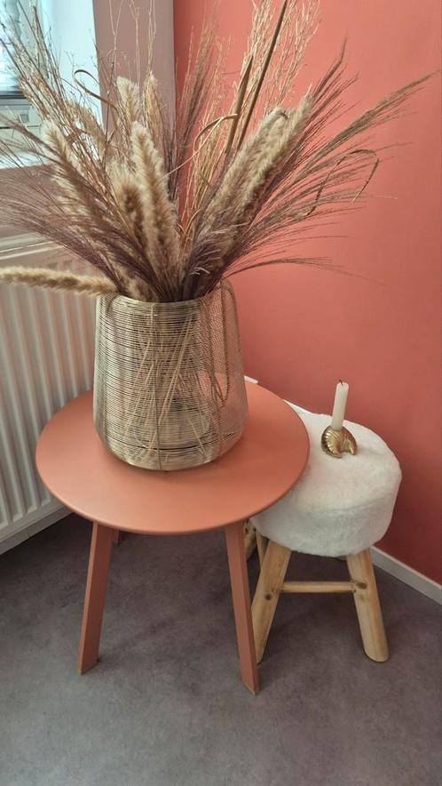 Bijzettafel terra koraal kleur, Huis en Inrichting, Krukjes, Gebruikt, Hout, Ophalen
