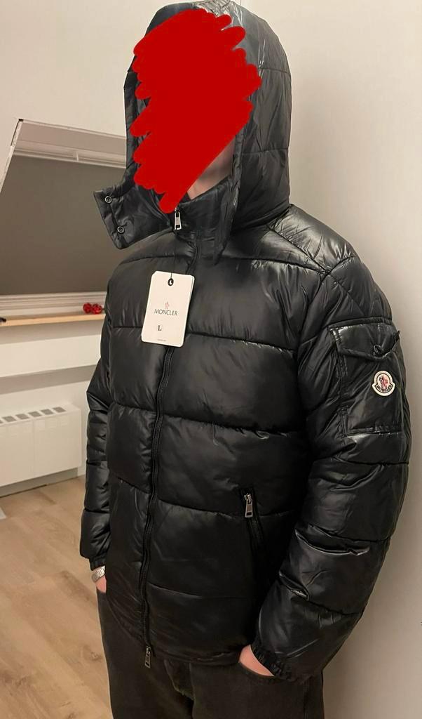 Moncler Glans Puffer Jas, Kleding | Heren, Jassen | Winter, Zo goed als nieuw, Maat 52/54 (L), Zwart, Verzenden