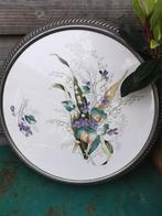 Dienblad Porseleinen lelietjes ijzer rand 38cm Miekje's, Antiek en Kunst, Ophalen of Verzenden