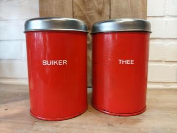 Vintage oranje Brabantia opberg blikken beschikbaar voor biedingen