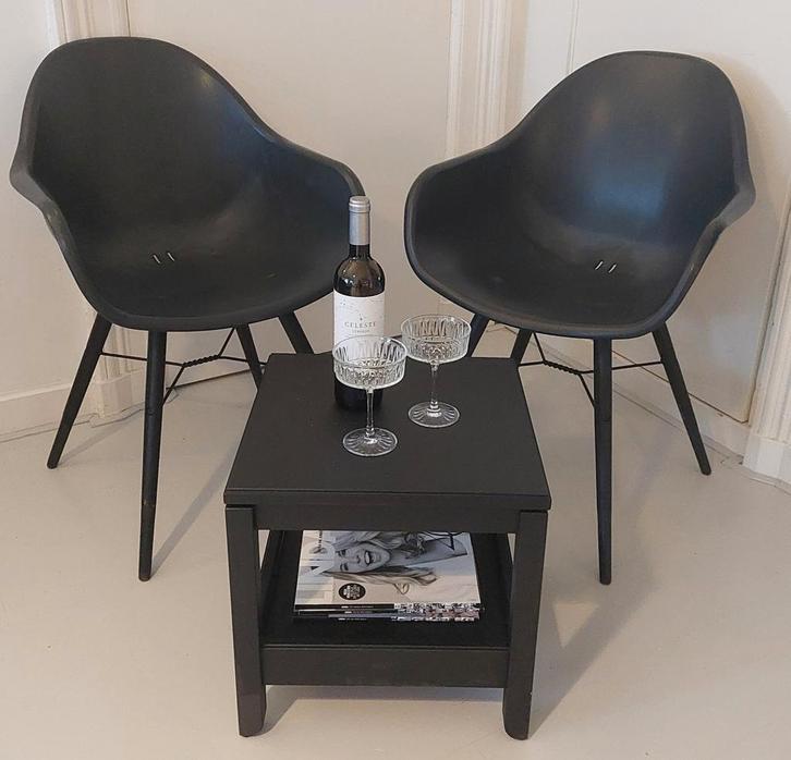 SET 2X Stoel en Tafeltje IKEA Zwart Tuinstoel Kuipstoel, Huis en Inrichting, Stoelen, Ophalen