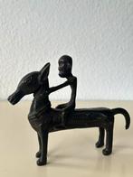 Oud massief bronzen beeld, Dogon rijder op Paard Mali Afrika, Ophalen of Verzenden