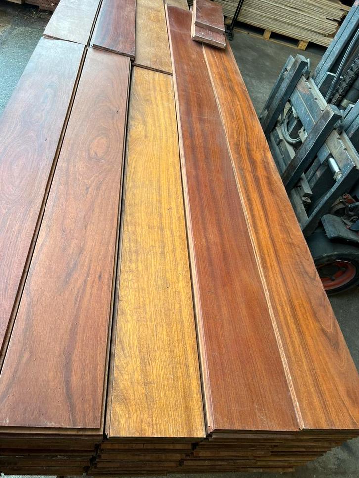 Hardhouten massieve Jatoba vloer 42 m2 18 cm breed 2 cm dik, Doe-het-zelf en Verbouw, Vloerdelen en Plavuizen, Gebruikt, Vloerdelen of -planken
