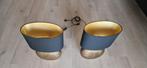 2x goud bol lamp met zwarte ovale kap, Huis en Inrichting, Lampen | Tafellampen, Ophalen, Zo goed als nieuw, Metaal, 50 tot 75 cm